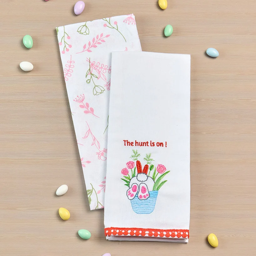 Embroidered Bunny Kitchen Towels Set of 2 - Image 2