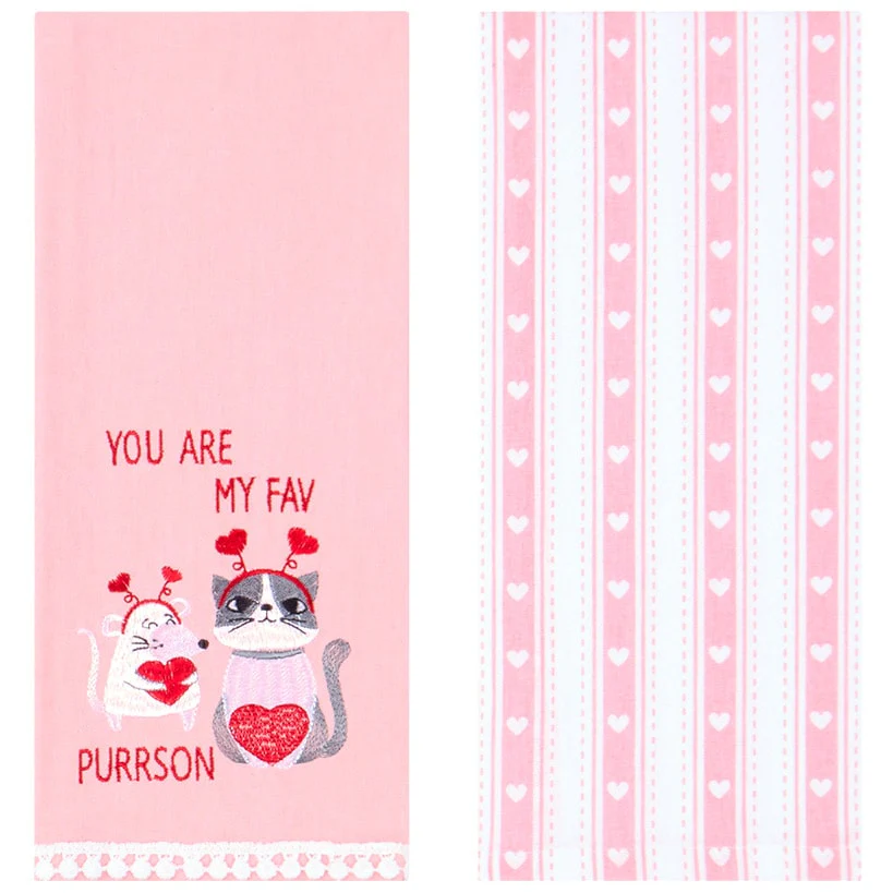 Embroidered Kitchen Towels Valentine's Day Set of 2 - Image 7