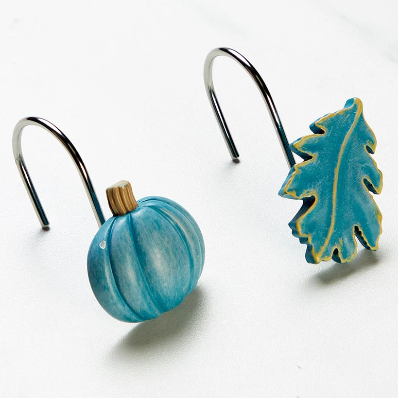 Fall Harvest Pumpkin and Leaves Shower Hooks Set of 12 - Image 2