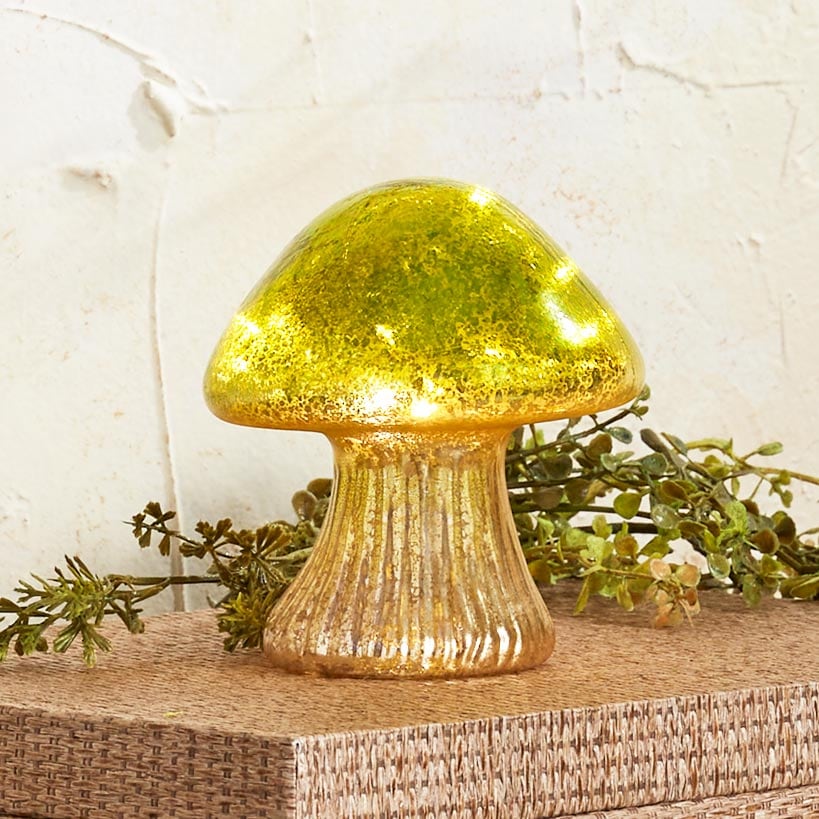 Fall Lighted Glass Mushrooms - Green, Yellow or Orange - Image 3
