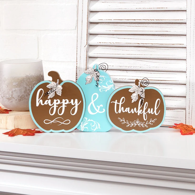 Fall Pumpkin Sentiment Sign-Happy and Thankful