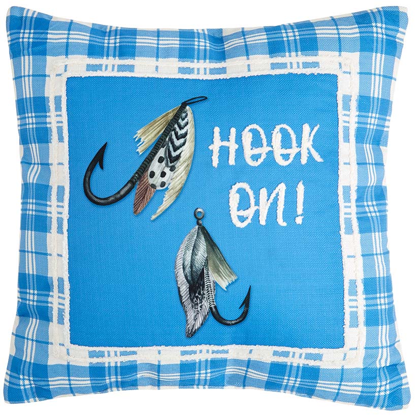 Fishing and Lake Themed Embroidered Decorative Pillow - Image 5