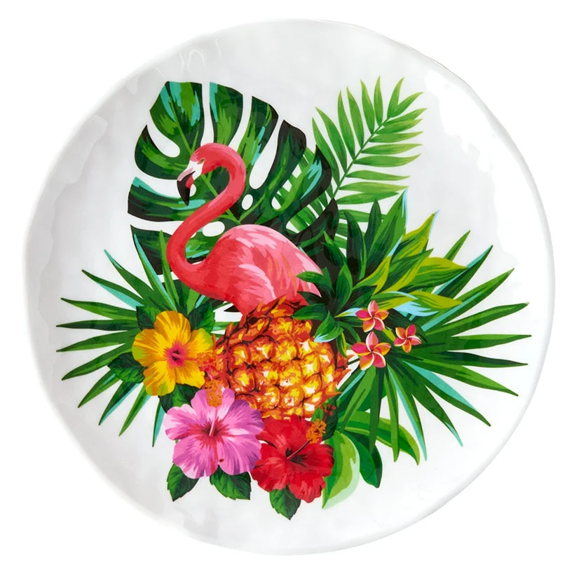 Flamingo in Paradise Tableware - Set of 4 Melamine Dessert Plates - Image 2