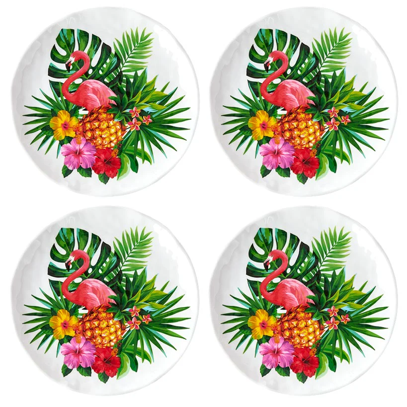 Flamingo in Paradise Tableware - Set of 4 Melamine Dessert Plates - Image 5