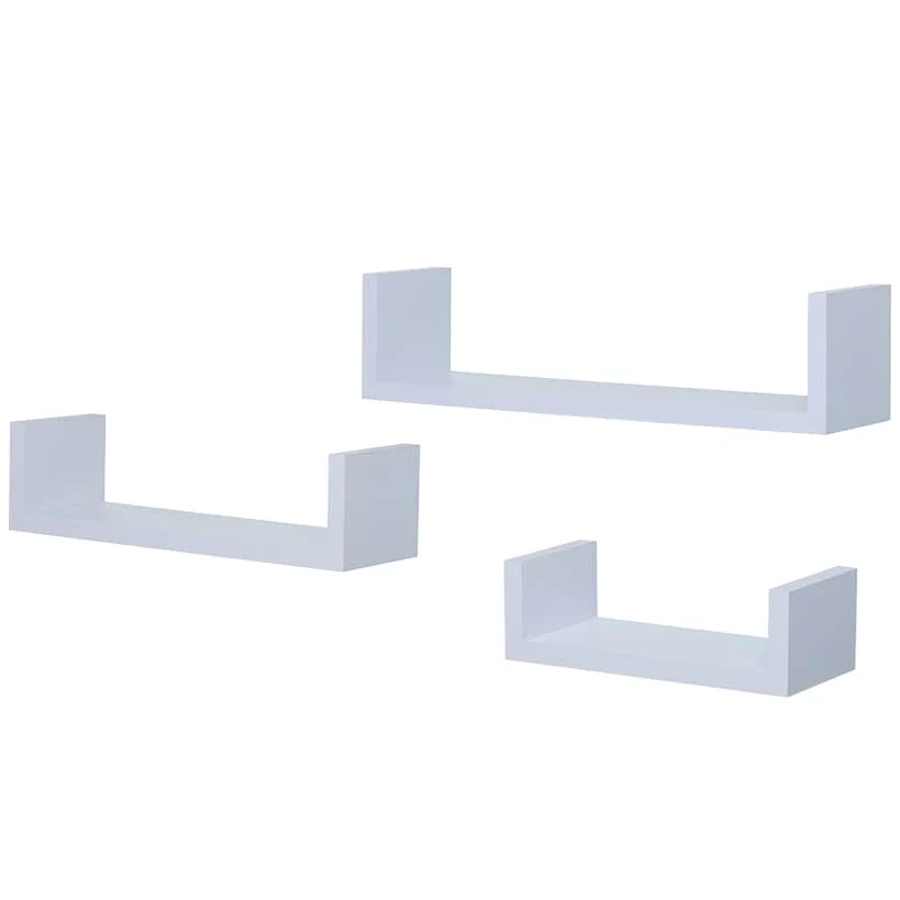 Floating Wood Shelves in White - Set of 3 - Image 4