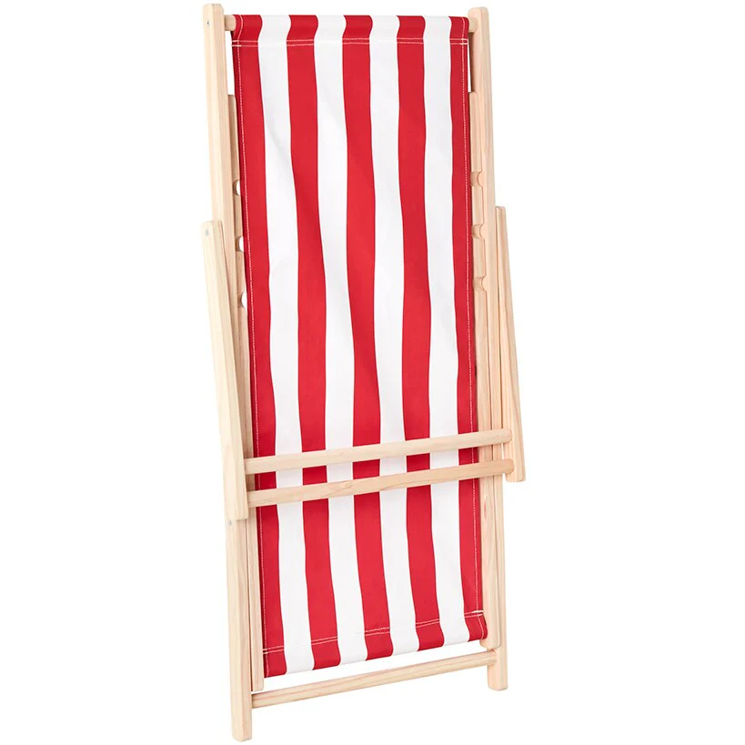 Foldable Patio Sling Lounge Chair with Stripes - Blue or Red - Image 2