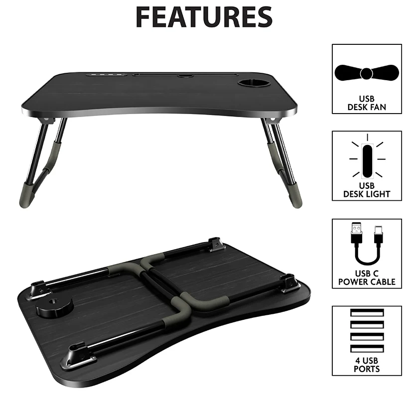 Folding Lap Desk With 4 USB-A Ports And Fan - Image 6