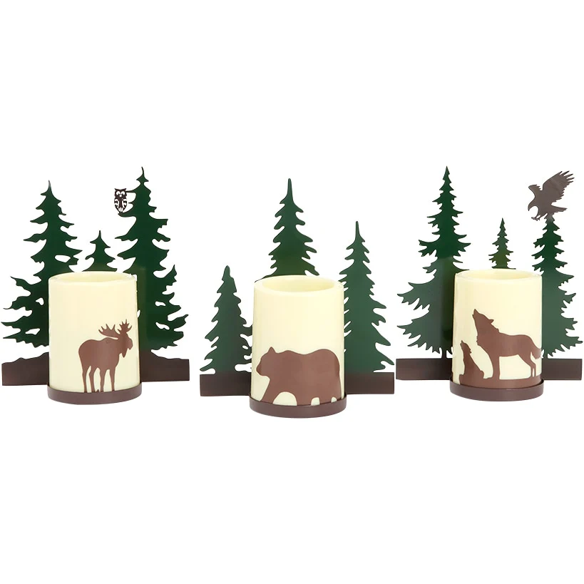 Forest Animals Flameless Flickering LED Candle Set 3 Pc. - Image 2