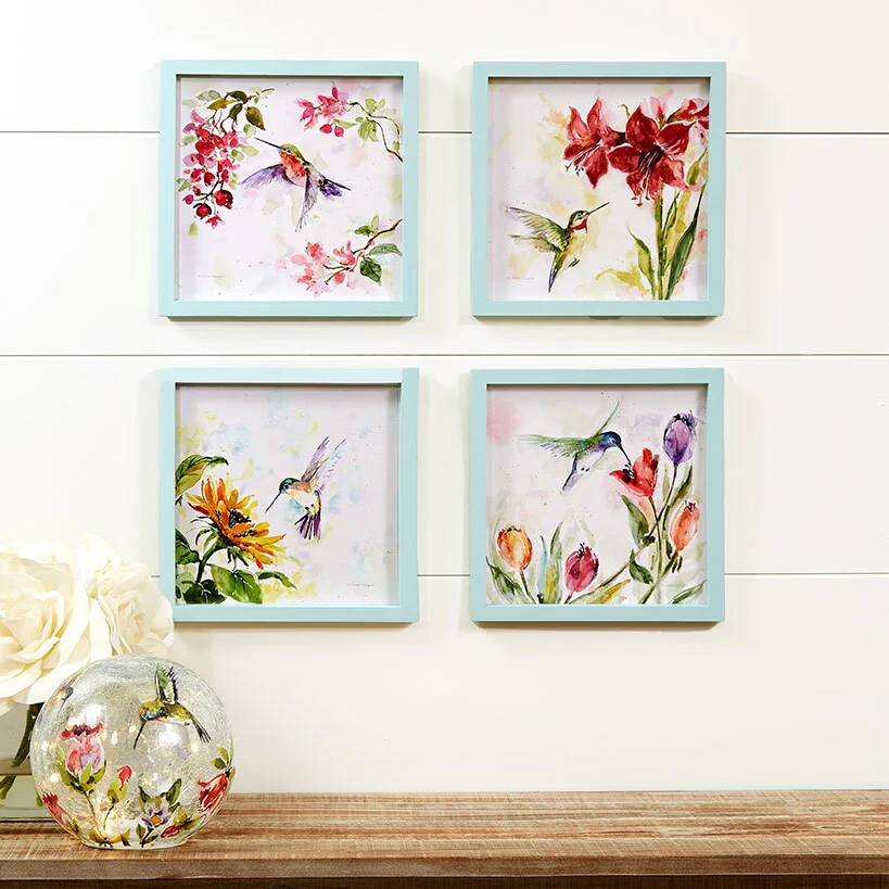 Framed Wall Art - Hummingbird, Butterfly, or Seashell Theme - 4 Pc - Image 3