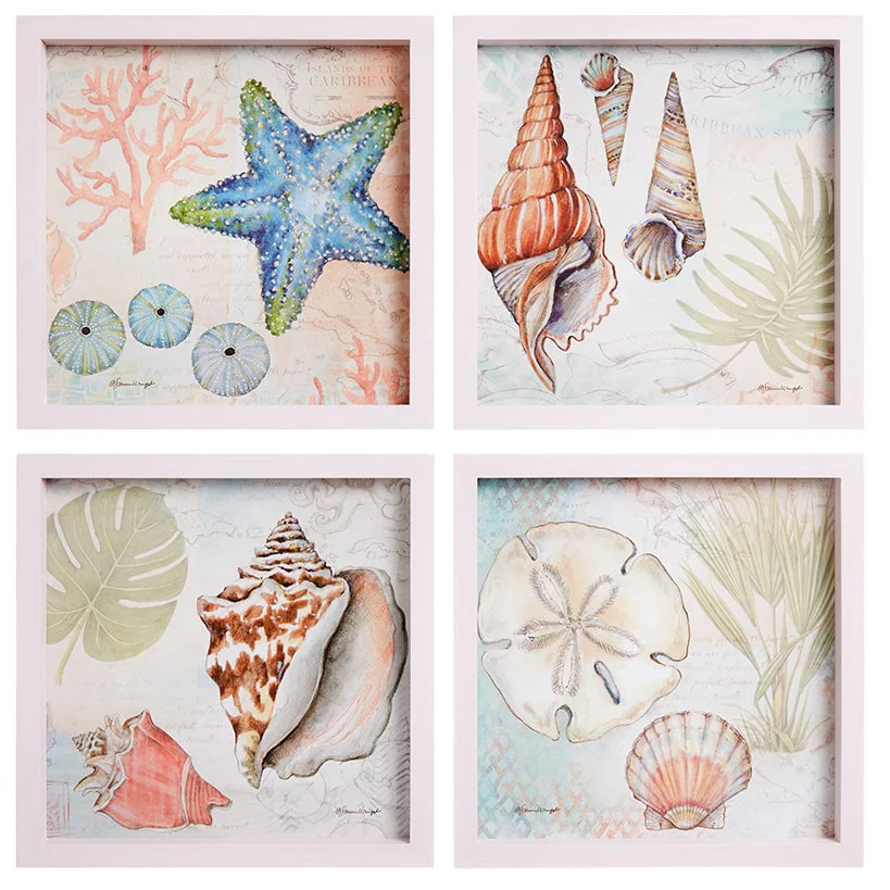 Framed Wall Art - Hummingbird, Butterfly, or Seashell Theme - 4 Pc - Image 7