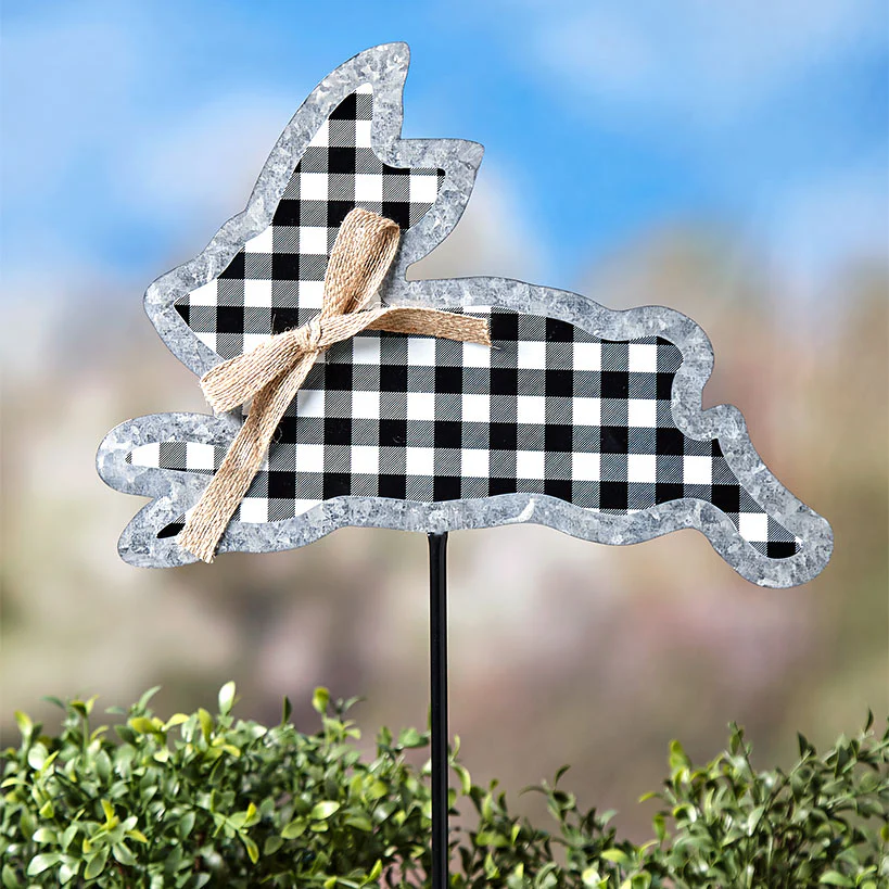 Galvanized Gingham Bunny Stake - Image 4