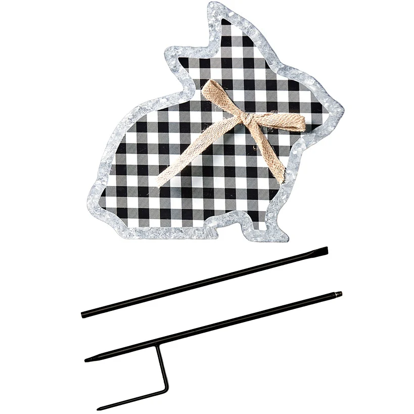 Galvanized Gingham Bunny Stake - Image 5