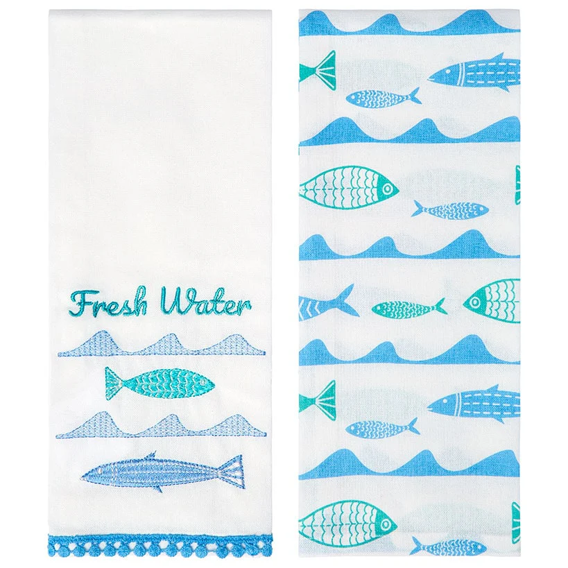 Gone to the Lake Embroidered Kitchen Towels, Set of 2 - Image 3