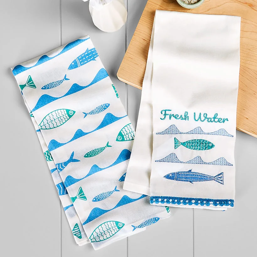 Gone to the Lake Embroidered Kitchen Towels, Set of 2 - Image 4