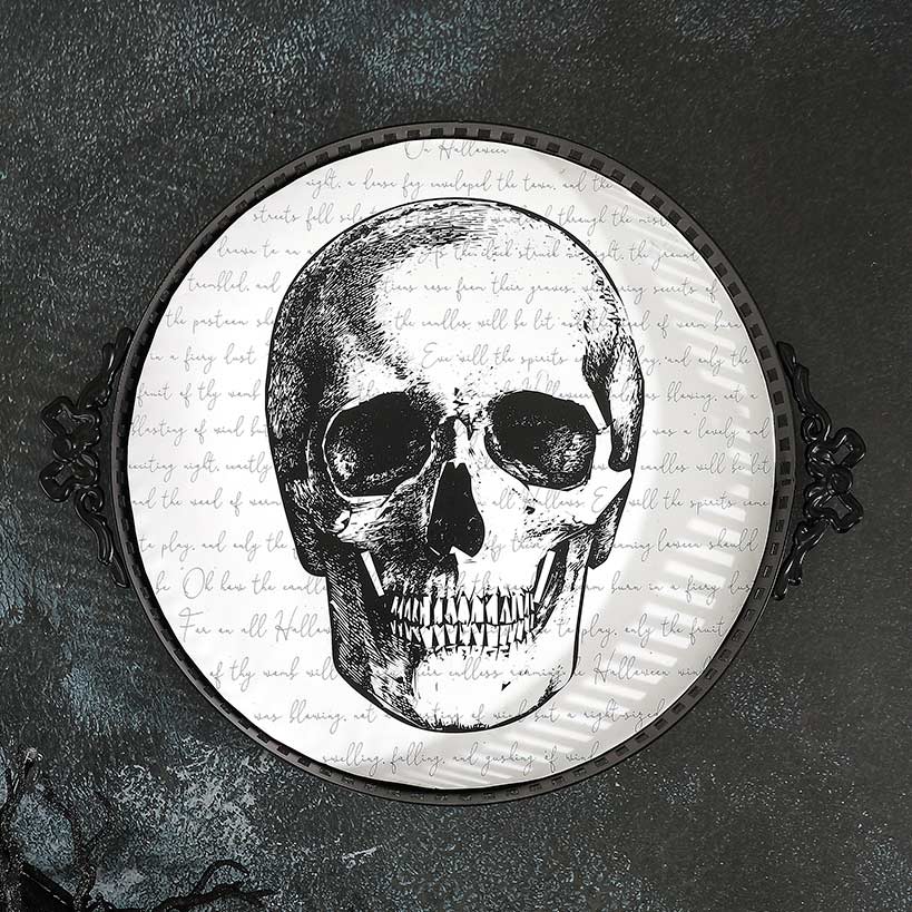 Gothic Elegance Halloween Skull Serving Tray - Image 2