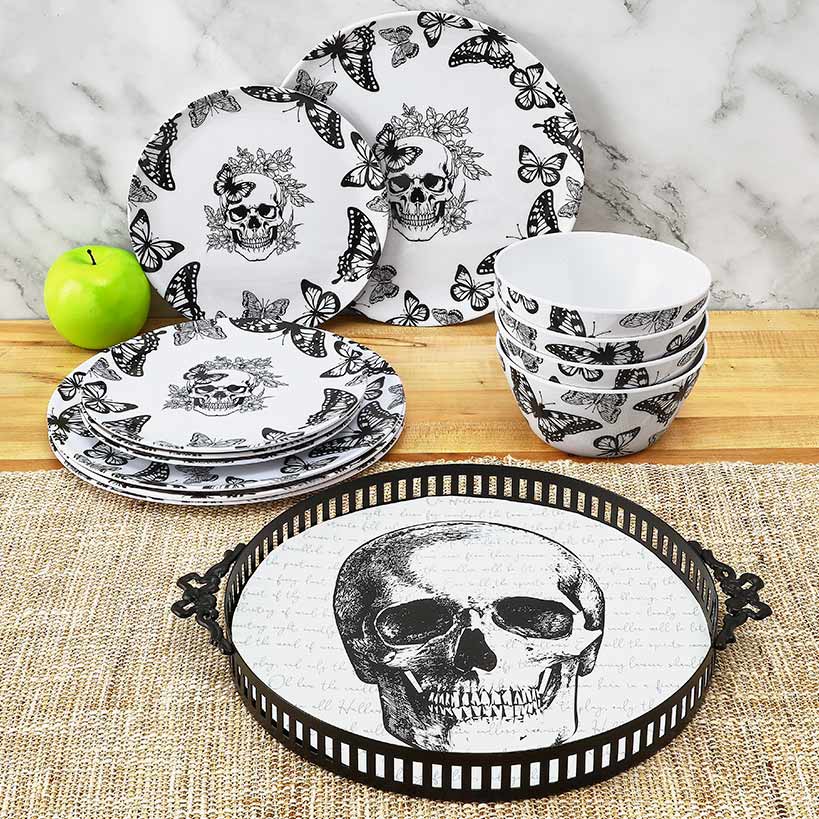 Gothic Elegance Halloween Skull Serving Tray - Image 3