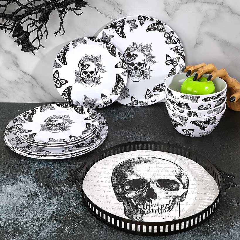 Gothic Elegance Halloween Skull Serving Tray - Image 4