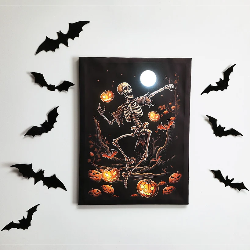 Halloween Canvas Wall Art Lighted Decor In Ghost Skeleton Or Reaper - Image 5