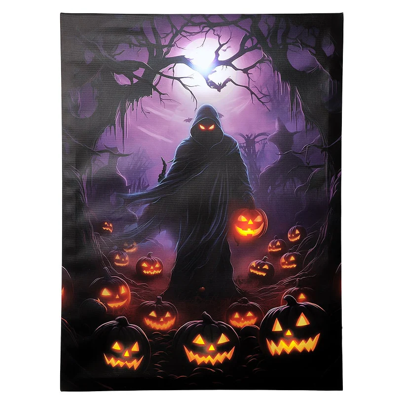 Halloween Canvas Wall Art Lighted Decor In Ghost Skeleton Or Reaper - Image 6