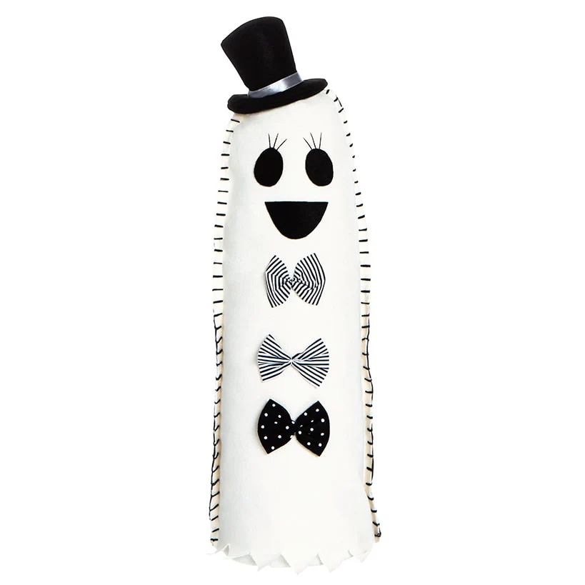 Halloween Plush Ghost With Bowtie Decor - Image 4