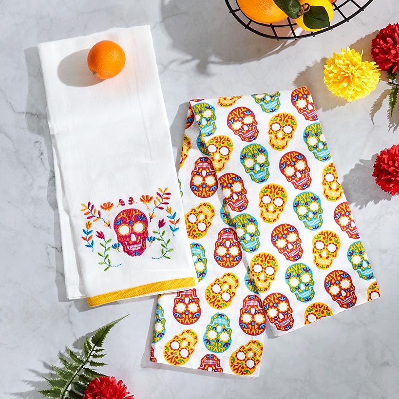 Halloween Skeletons Embroidered Kitchen Towels, Set of 2 - Image 3