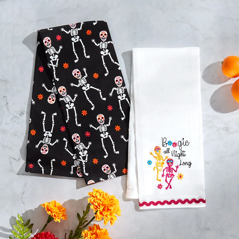 Halloween Skeletons Embroidered Kitchen Towels, Set of 2 - Image 4