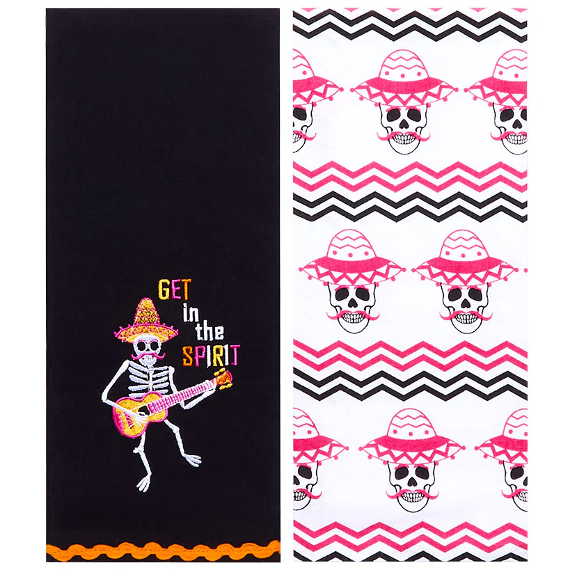 Halloween Skeletons Embroidered Kitchen Towels, Set of 2 - Image 5