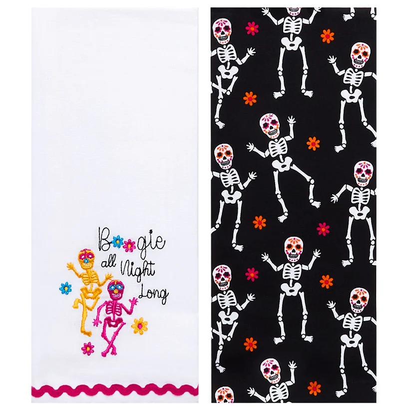 Halloween Skeletons Embroidered Kitchen Towels, Set of 2 - Image 7