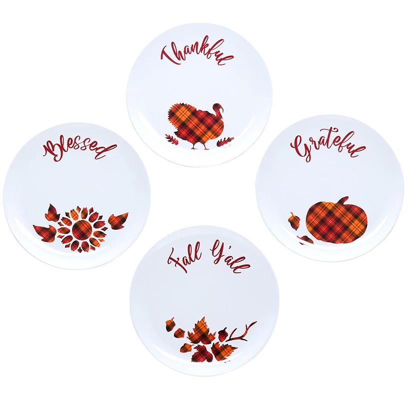 Harvest Plaid Tableware - Salad Plates or Serving Tray - Image 5
