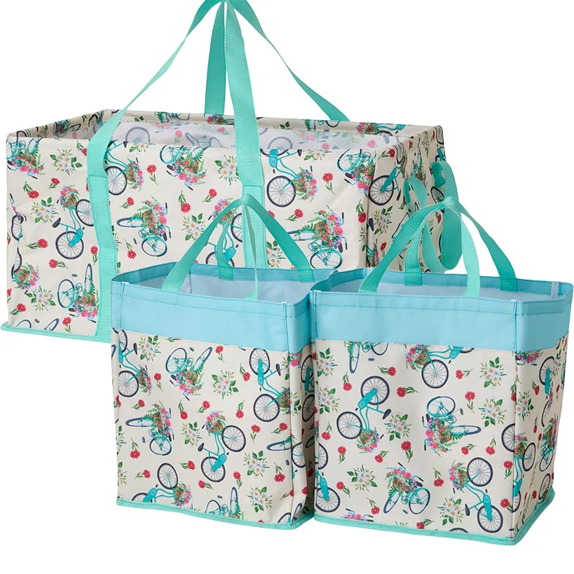 Heavy-Duty All Purpose Patterned Tote Bags - Set of 3 - Image 16