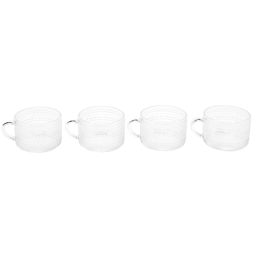 Hobnail Clear Glass Mugs - Set of 4 - Image 2
