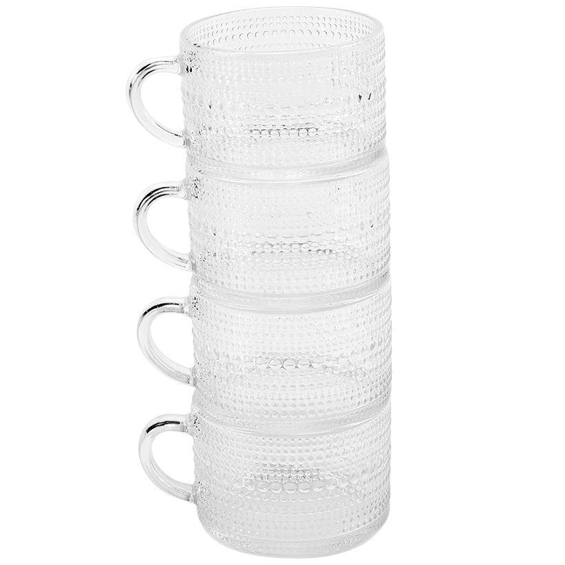Hobnail Clear Glass Mugs - Set of 4 - Image 3