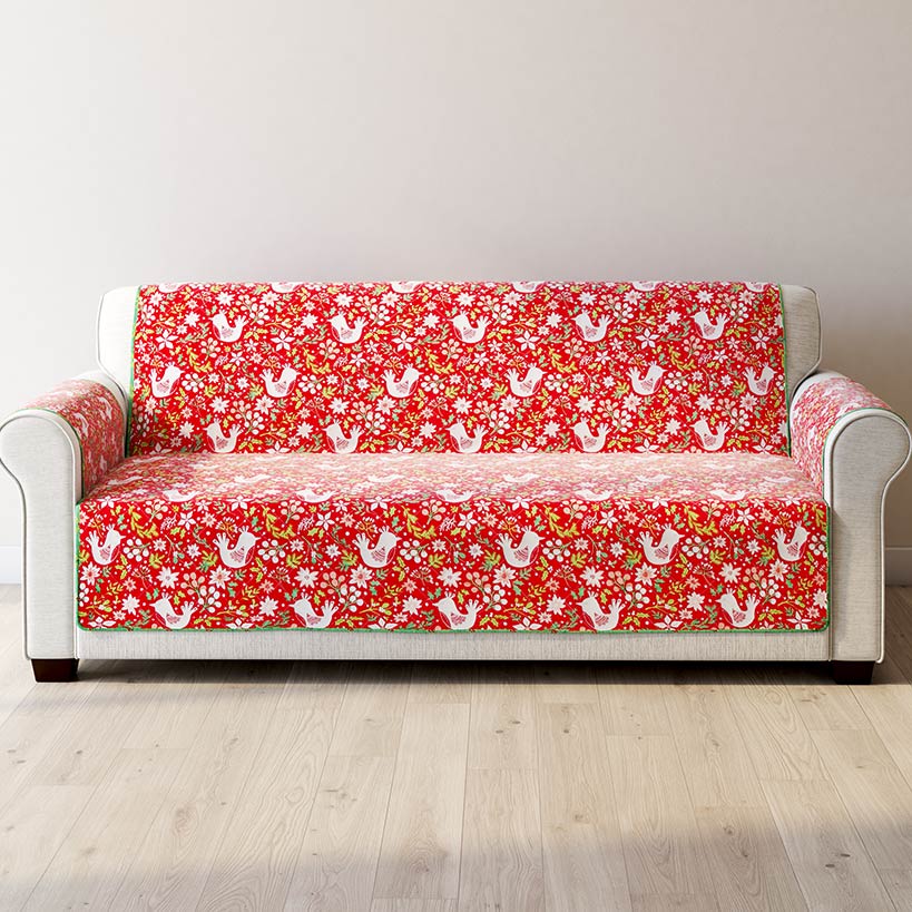 Holiday Cardinal Quilted Furniture Cover Chair, Loveseat, Sofa - Image 6
