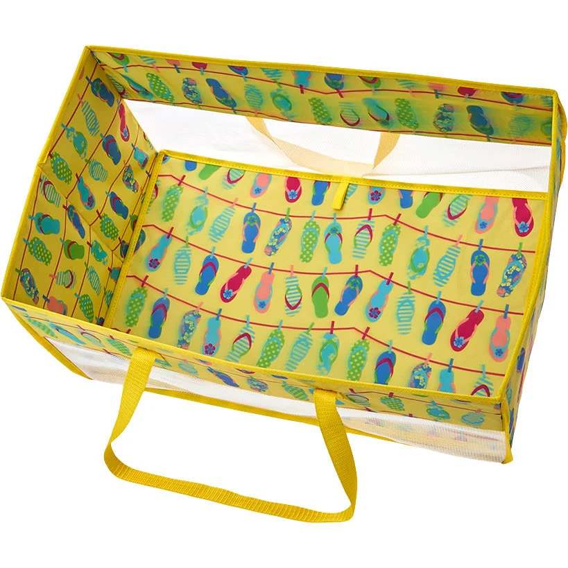 Home Storage Tote Bin with Mesh - Flip Flop or Shell Print - Image 3
