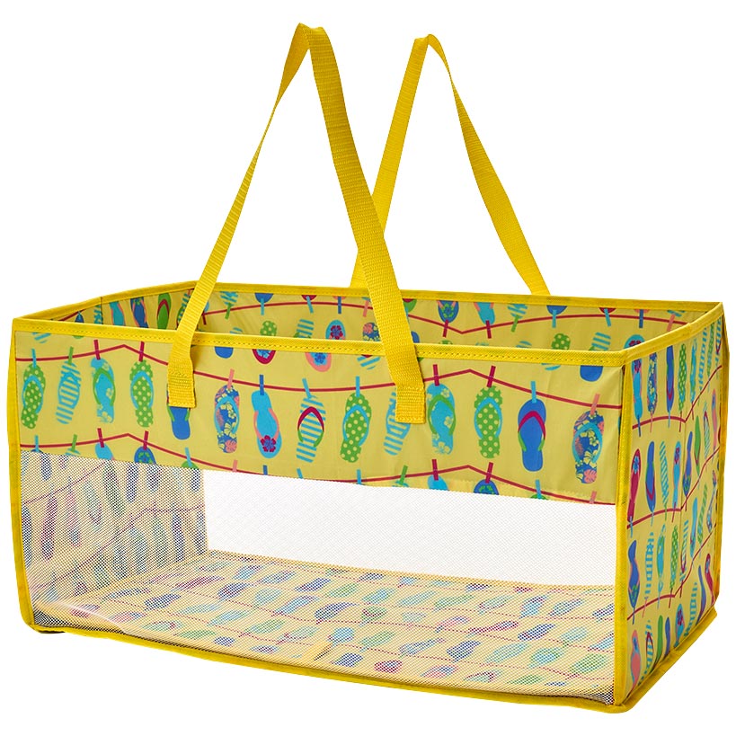 Home Storage Tote Bin with Mesh - Flip Flop or Shell Print - Image 8