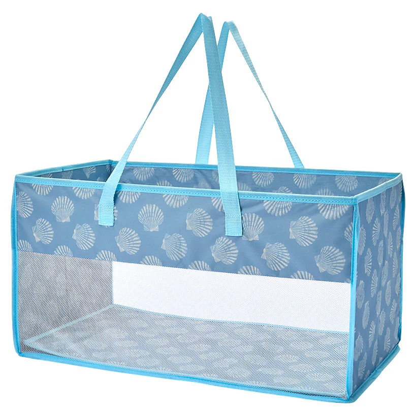 Home Storage Tote Bin with Mesh - Flip Flop or Shell Print - Image 9