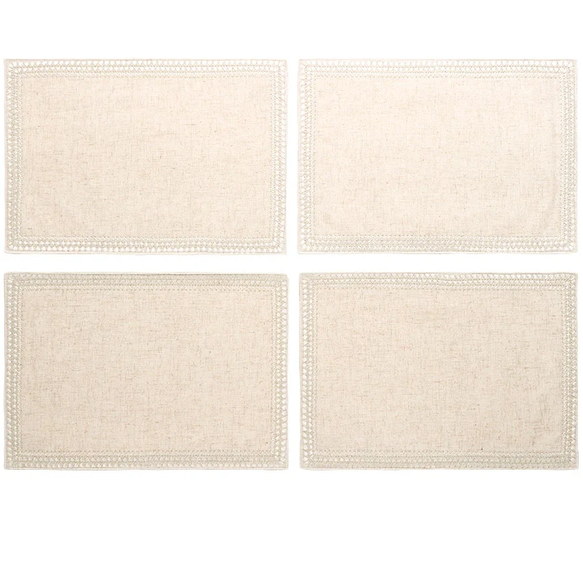 Homewear Linen Hemstitch Border Set of 4 Placemats 13" x 19" - Image 2