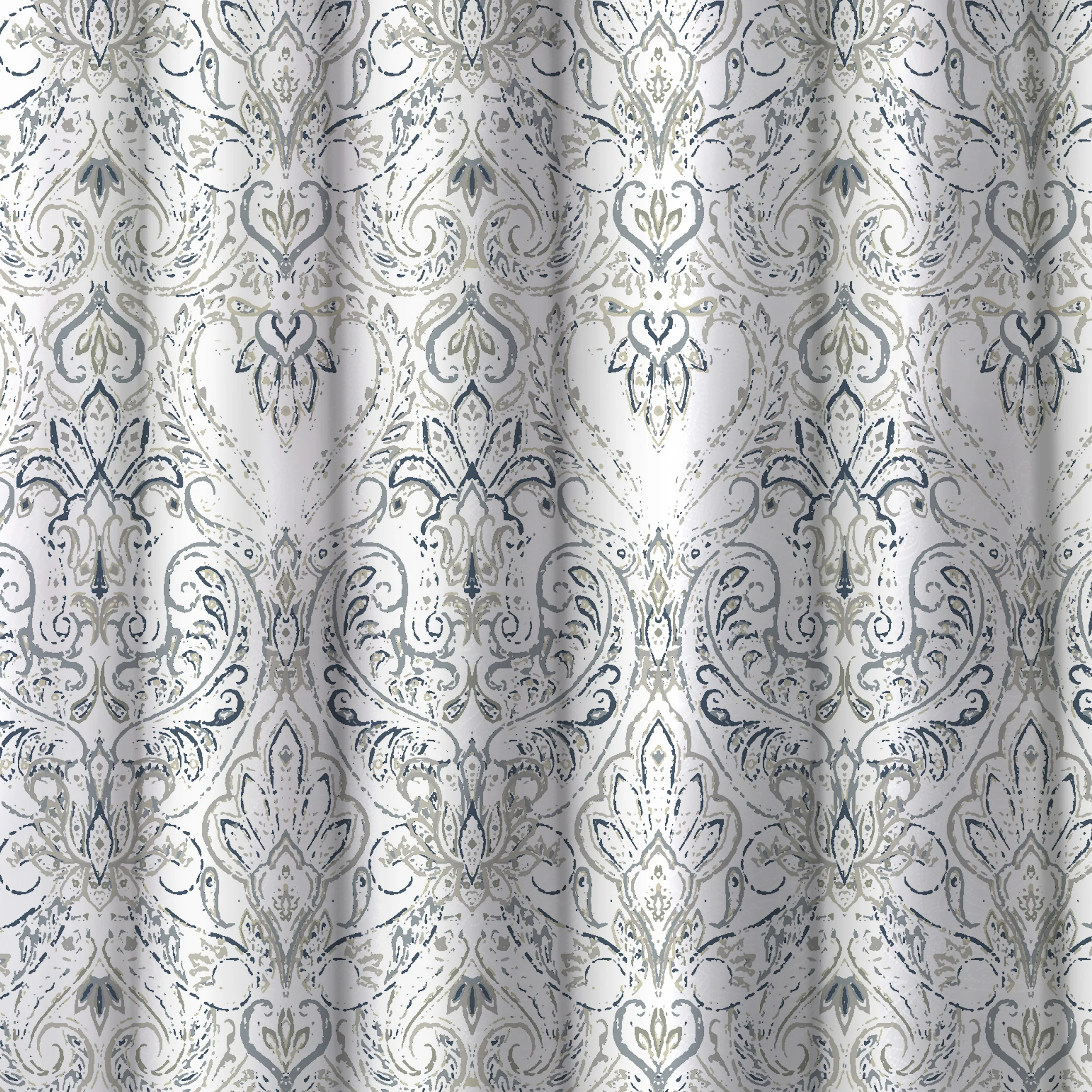 Homewear Medallion Cotton Duck Shower Curtain with Buttonhole Top - Image 2