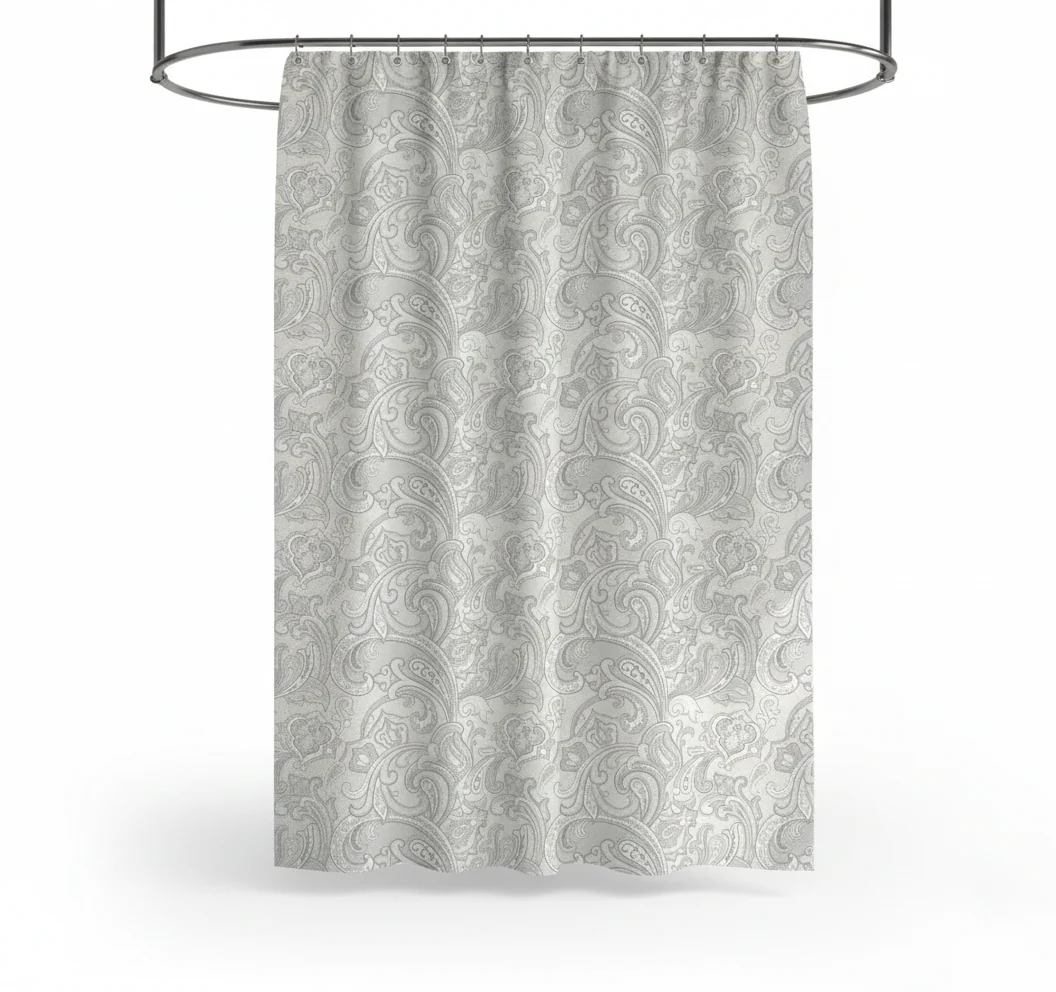 Homewear Paisley Cotton Shower Curtain with Buttonhole Top - Image 2