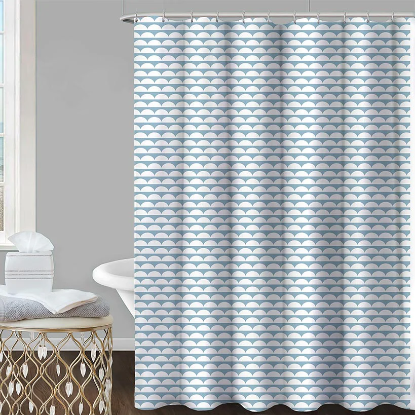 Homewear Scalloped Shower Curtain Set with Hooks