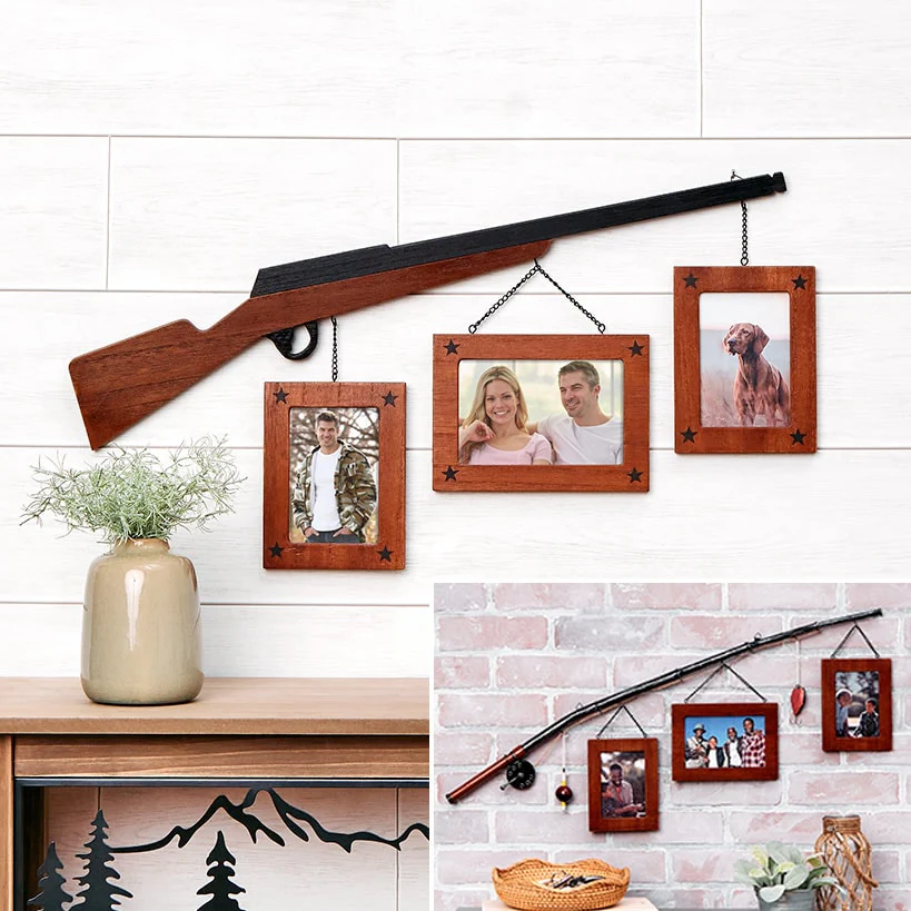 Hunting or Fishing Themed Decor with Hanging Frames