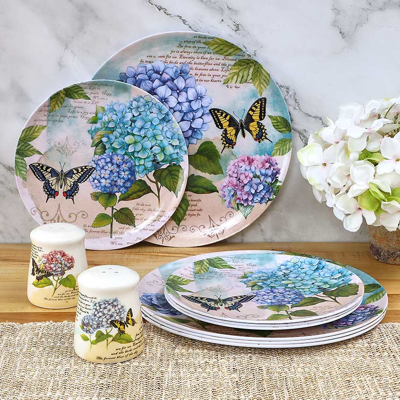 Hydrangea & Butterfly Dinner Plates - Set of 4 - Image 2