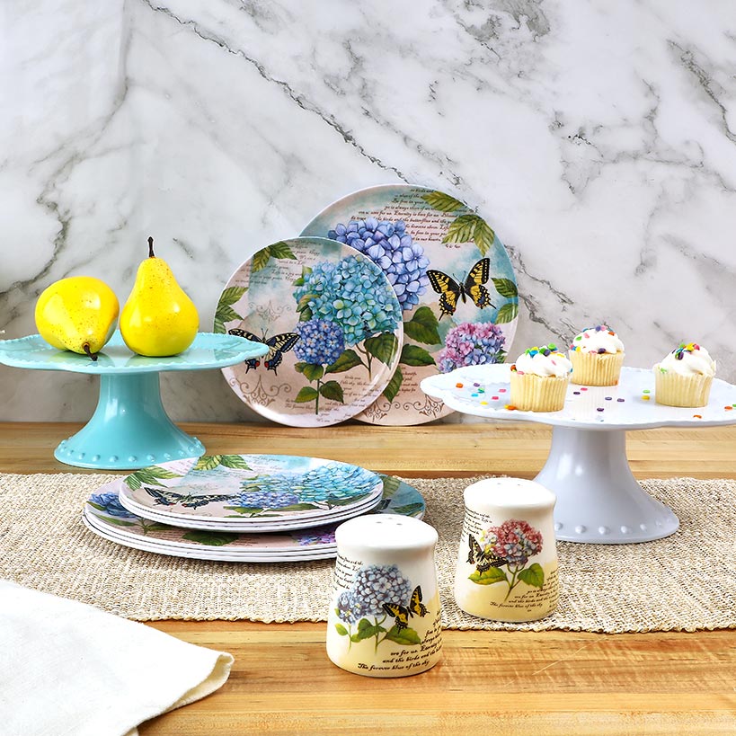 Hydrangea & Butterfly Dinner Plates - Set of 4 - Image 3