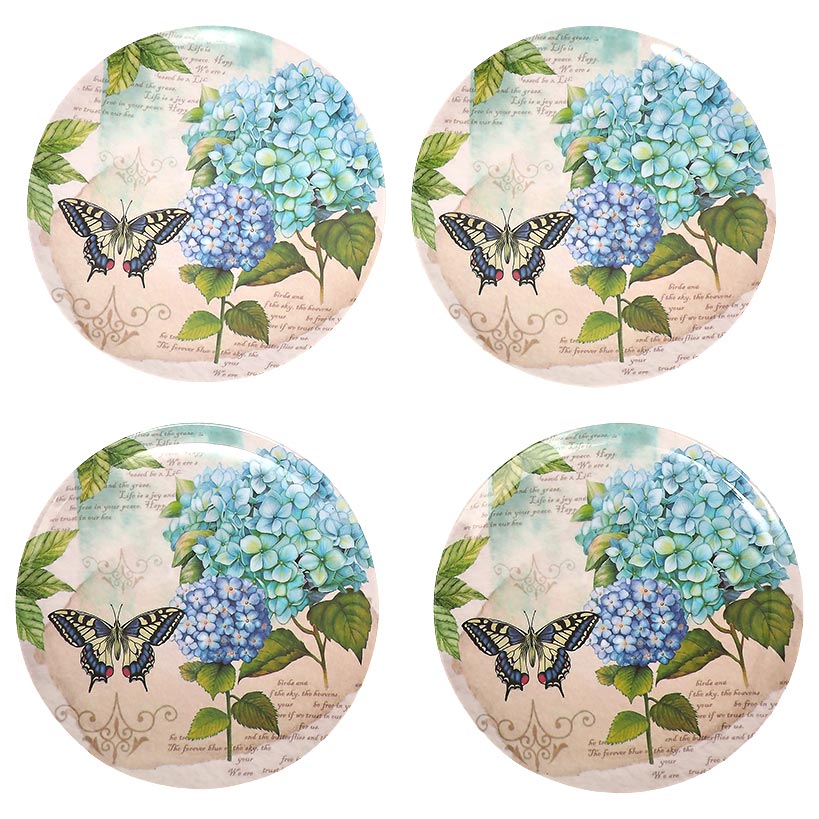 Hydrangea & Butterfly Salad Plates - Set of 4 - Image 4