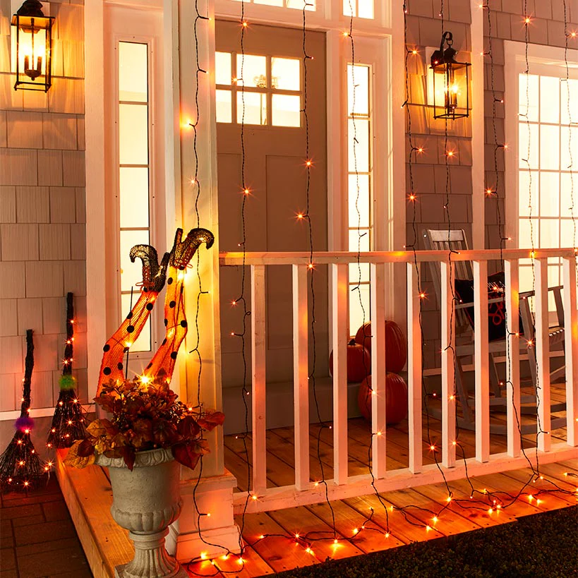 Icicle LED Curtain Lights Orange - 10 Ft - Image 3