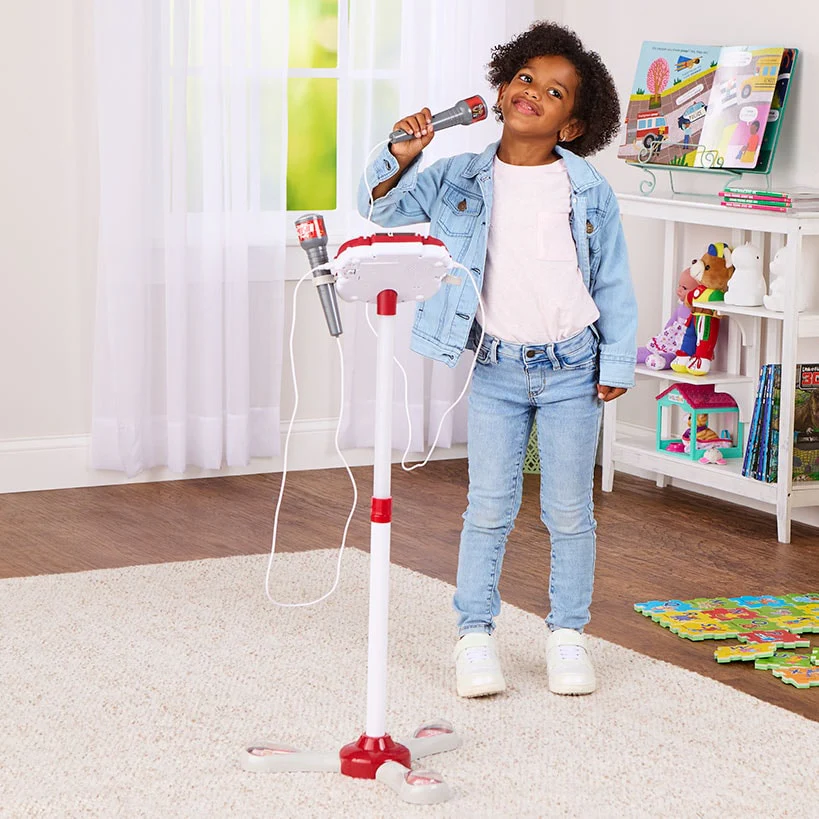 Interactive Stage Microphone for 2 - Adjustable Stand and Flashing Lights - Image 3