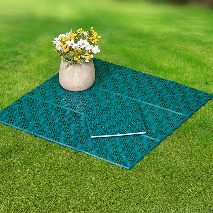 Interlocking Walkway Patio Tiles In Green or Terra Cotta - Set of 10 - Image 3