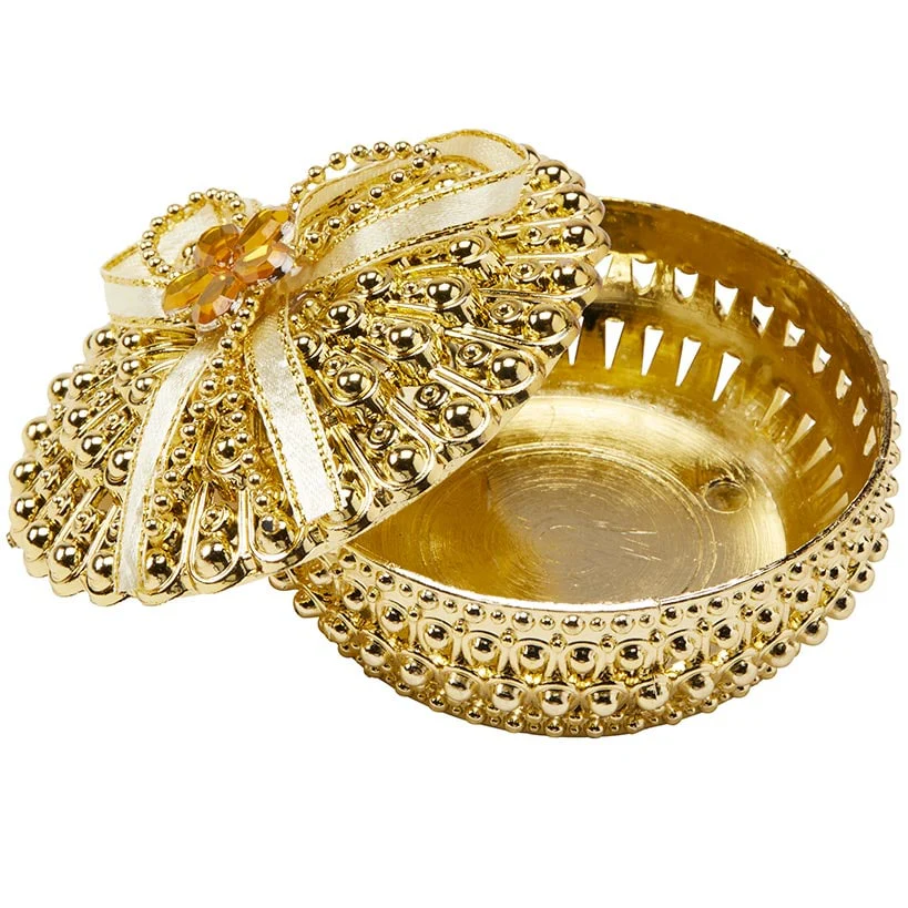 Jewelry Box Small Trinket Box Organizer Round Gold - Image 2