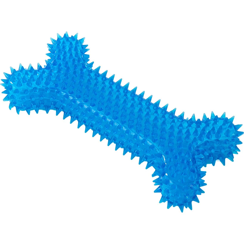 Jumbo Spike Chew Bone Toy Pink Or Blue With Squeaker For Dental Health - Image 2