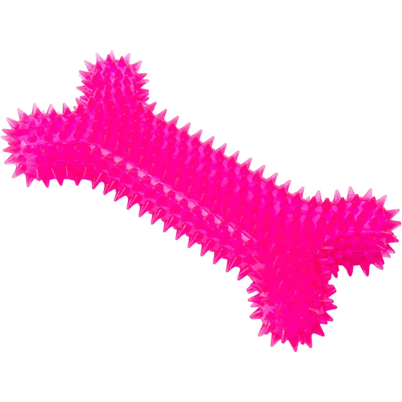 Jumbo Spike Chew Bone Toy Pink Or Blue With Squeaker For Dental Health - Image 3